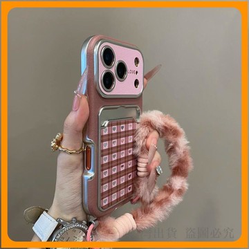 *臺灣出貨*秋冬款毛絨 蘋果 17PROMAX 手機殼 iPhone16卡包151413軟11放 門禁卡 生日禮物 蘋果