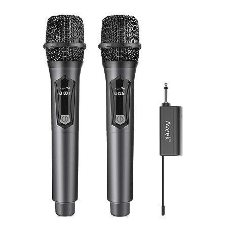 Aveek Wireless Microphones for Karaoke, Dual Handheld Dynamic Cordless Mic System with Rechargeable Receiver (Work 6hs), for Singing, Party, Wedding,