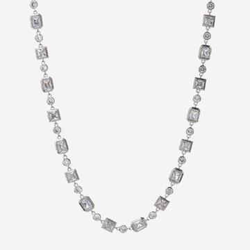 LUV AJ Pyramid Bezel多元鑽墜串接細項鍊 銀色