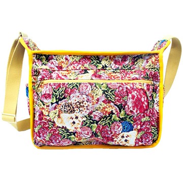 緹花織畫多功能斜背包 躲貓貓 黃色