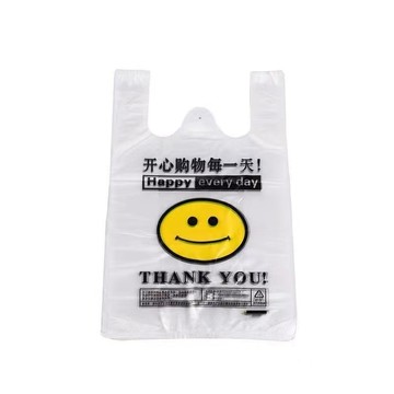 笑臉塑料袋 透明方便袋 特厚外賣手提袋一次性超市購物背心打包袋子 A7Q8
