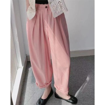 BOLATU 柏拉圖 棉麻新款夏季休閑直筒寬松拖地休閑百搭長褲