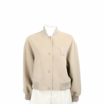 Max Mara-WEEKEND ZELANTE 羅紋領羊毛混紡駝色飛行員夾克 外套