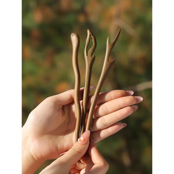 綠檀木發簪古風女盤發高級感日常木質發張簪子簡約木簪現代新中式