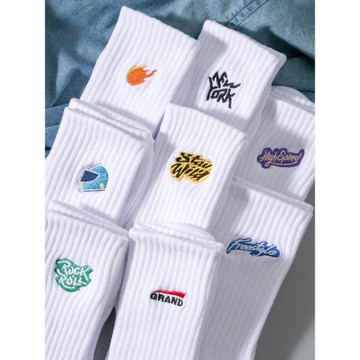 襪子男款中筒長襪秋冬季春純色棉襪長筒青少年男生高筒幫運動美式