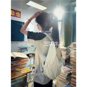 小眾書包ins女生雙肩包設計感大容量高顏值大學生包慵懶韓系背包
