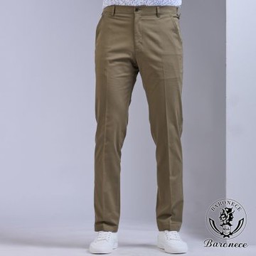 BARONECE 休閒必備棉質硬挺休閒褲_卡其綠(624125-16)