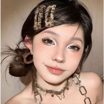 【台灣有貨】實拍 美式甜酷辣妹風豹紋髮夾美拉德棕色髮卡側邊bb碎髮夾復古劉海少女