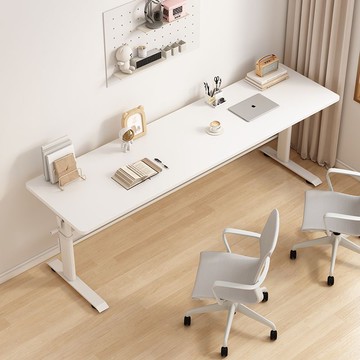 台灣公司貨 免運 雙人學習桌兒童家用實木寫字桌手搖升降桌椅電腦辦公桌子學生書桌 快速發貨