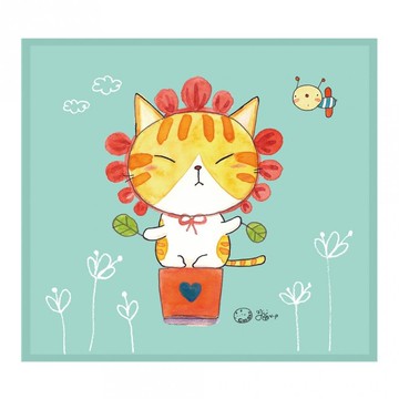 插畫家系列 貓小p - 圓圓假裝一朵花ll 擦拭布