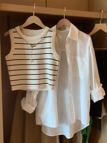 背心吊帶 法式外穿小背心 夏季女士帶項鏈短款針織無袖t恤打底小衫【淘夢屋】