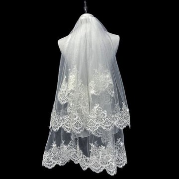 新娘結婚主婚紗頭紗雙層亮片白色頭紗超仙森系網紅拍照道具頭紗