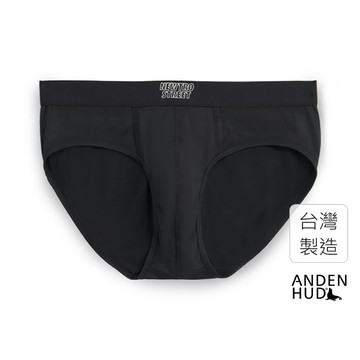【Anden Hud】男款_吸濕排汗機能系列．腰帶三角內褲(黑-復古街頭) 台灣製