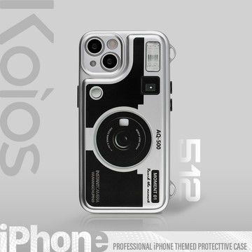 【Koios】iPhone｜銀色相機掛繩手機殼 15 14 13 12 Pro Max 手機殼 保護殼 掛繩 支架