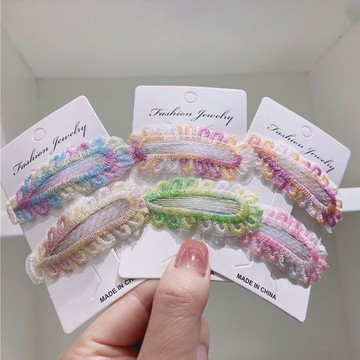 ❤️台灣現貨❤️韓國清新少女刺繡水滴瀏海髮夾 針織優雅BB髮夾  女孩碎髮側邊夾 A02