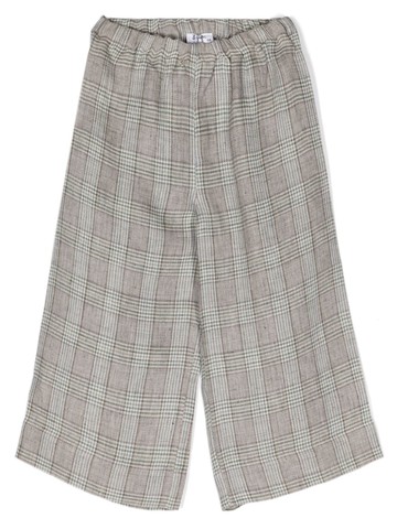Il Gufo - plaid-check linen trousers - kids - Linen/Flax - 2 - Brown