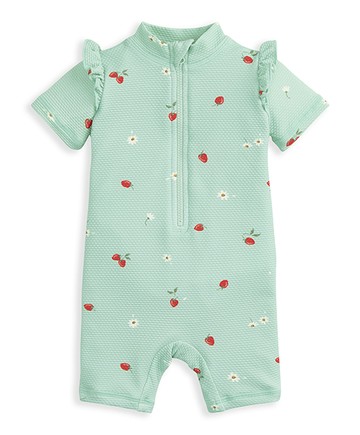 薄荷莓果-短袖連身泳裝2-3y