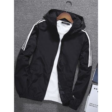 春秋季男士外套休閑百搭夾克上衣服薄款寬松學生男裝連帽運動褂子