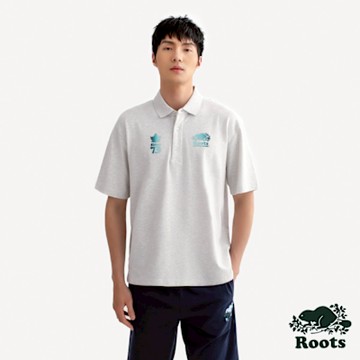 Roots 男裝-NATURE IS MAGIC COOPER 73 短袖POLO衫-白麻灰