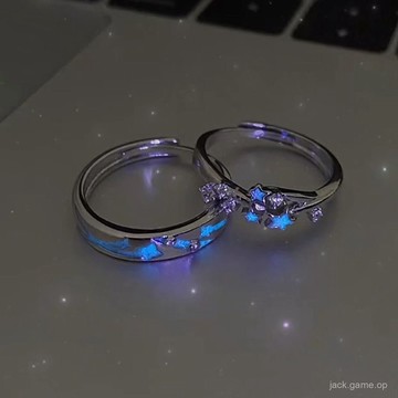 【隔日到貨】夜光流星情侶對戒開口可調節 星空藍發光戒指男女一對 情人節禮物送女友生日禮物 輕奢小眾設計感尾戒閨蜜禮物
