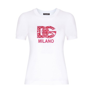 Dolce & Gabbana - White And Red Cotton T-shirt