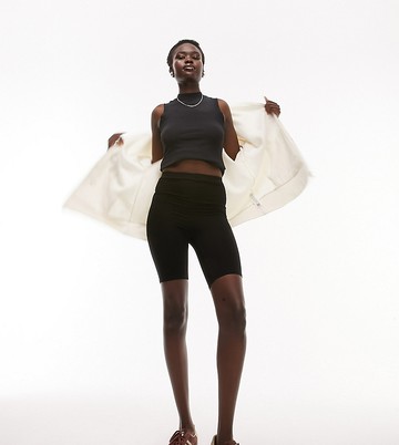 Topshop Tall basic legging short in black