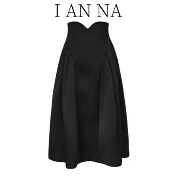 赫本風A字蓬蓬裙子女秋冬小個子高腰黑色長裙法式傘裙包臀半身裙