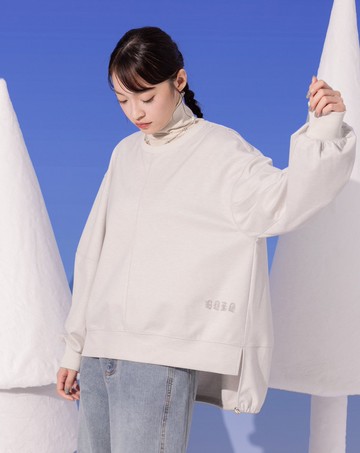 滑雪小人燈籠袖繭型上衣(兩色)