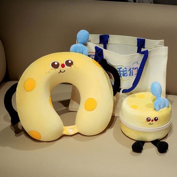 趣味美食芝士面包記憶棉午睡枕頸枕U形枕學生辦公室趴睡午休枕女