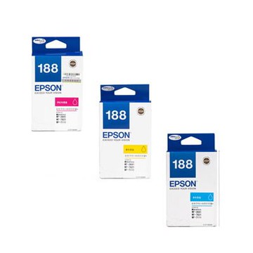 EPSON㊣原廠墨水匣 C13T188250藍/C13T188350紅/C13T188450黃色 NO.188 墨水匣 適用EPSON印表機型號EPSON WF-7111/WF-7611/WF-3621/WF7111/WF7611/WF3621/7111/7611/3621 ◆電話訂購專線:02-28958611另有 副廠 墨水匣 碳粉匣