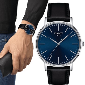 TISSOT 天梭 官方授權 Everytime 經典雋永時尚錶-T1434101604100/藍X黑色 40mm 聖誕節 禮物