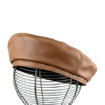 【巴黎精品】現貨+預購 貝雷帽禮帽真皮皮帽-輕奢復古平頂羊皮女帽子2色v1at30