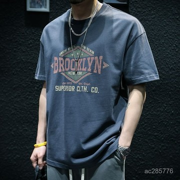 【臺灣出貨】潮牌美式t恤男士短袖2025新款夏季寬鬆衣服男潮流ins復古百搭體恤 T恤男 短袖T恤男 大尺碼T恤 男生短