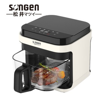 【SONGEN松井】日系3D熱旋5.5L晶鑽玻璃氣炸鍋/烘烤爐/氣炸烤箱（SG-421GAF）_廠商直送