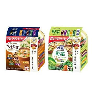 【江戶物語】 朝日 天野食品 5種類 綜合沖泡味噌湯 5袋入 天野味噌湯 即席湯品 宵夜 即食 AMANO 日本原裝進口