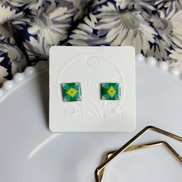 花磚物語 松柏長青 花磚 手繪熱縮片 耳環