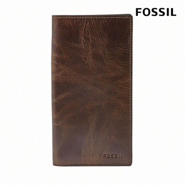 【FOSSIL Derrick 真皮男用長夾 兩色可選(禮盒組附鐵盒)