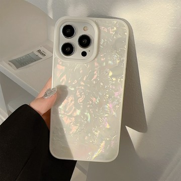 台灣出貨❤白色貝母紋理iphone16蘋果15手機殼11高級感12適用14promax夢幻硬