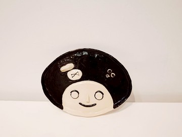 插畫山景小陶盤