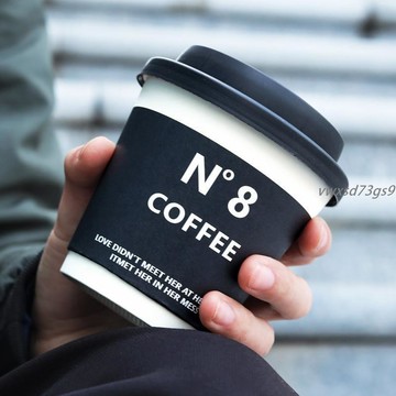 【繁體字/英文】客製化 杯子 紙杯 一次性咖啡杯子 夏天專用紙杯 定製外帶黑色外賣打包杯 帶蓋熱飲高檔訂製