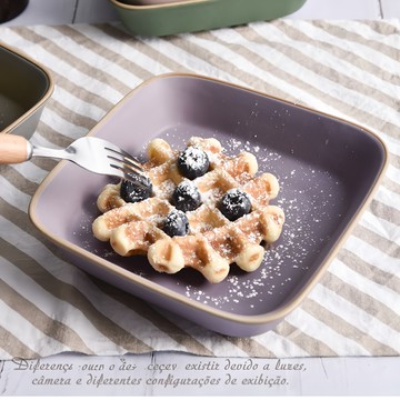 Homely Zakka 啞光磨砂陶瓷餐盤餐具 方形盤  17.5 x 4.5cm  莫蘭迪灰  1個