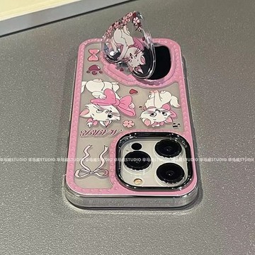 氣質瑪麗貓愛心鏡適用蘋果13手機殼iPhone14Promax全包11軟12防摔