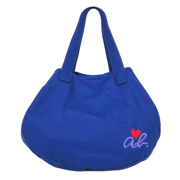 agnes b ab heart 絨布兩用造型包(大/紫)