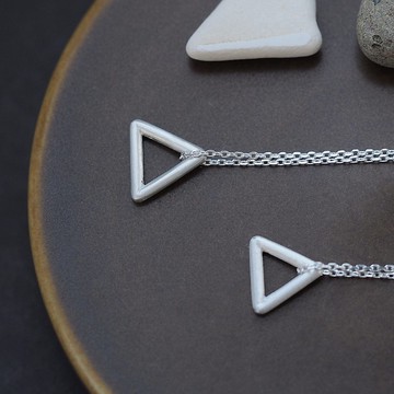 2件套）開口三角項鍊銀925