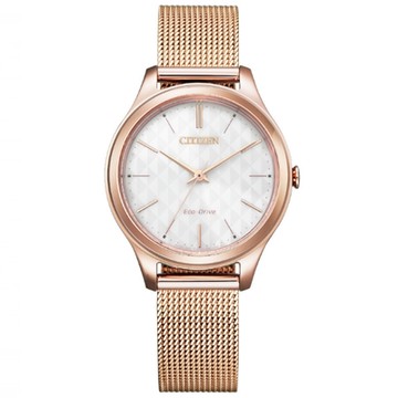 CITIZEN 星辰 L系列 LADYS優雅格紋光動能腕錶-女錶(EM0508-80A)32mm