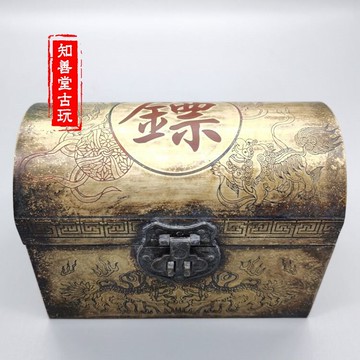 古董古玩收藏品金屬工藝品擺件微景觀家居飾品鏢局小首飾盒