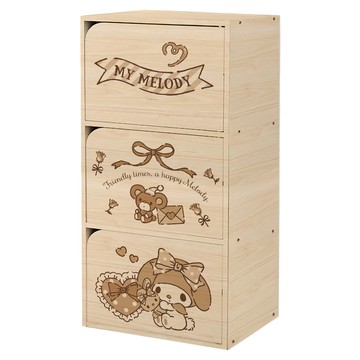 收納王妃 三麗鷗 Sanrio 單色木紋三層門櫃 淺木紋 42.4 x 29.5 x 90cm 8.5kg  3層