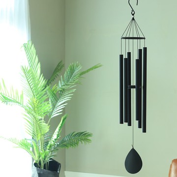 【現代北歐風和弦風鈴】內斂黑六管風鈴-42吋/禮品/畢業季/生日禮