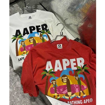 【 🐻熊熊愛上蘋果 】25ss 春夏最新款 AAPE 夏日椰林沙灘 短袖上衣（現貨馬上出）