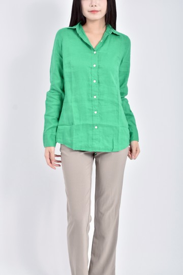 (S) j crew亞麻純麻綠色襯衫上衣